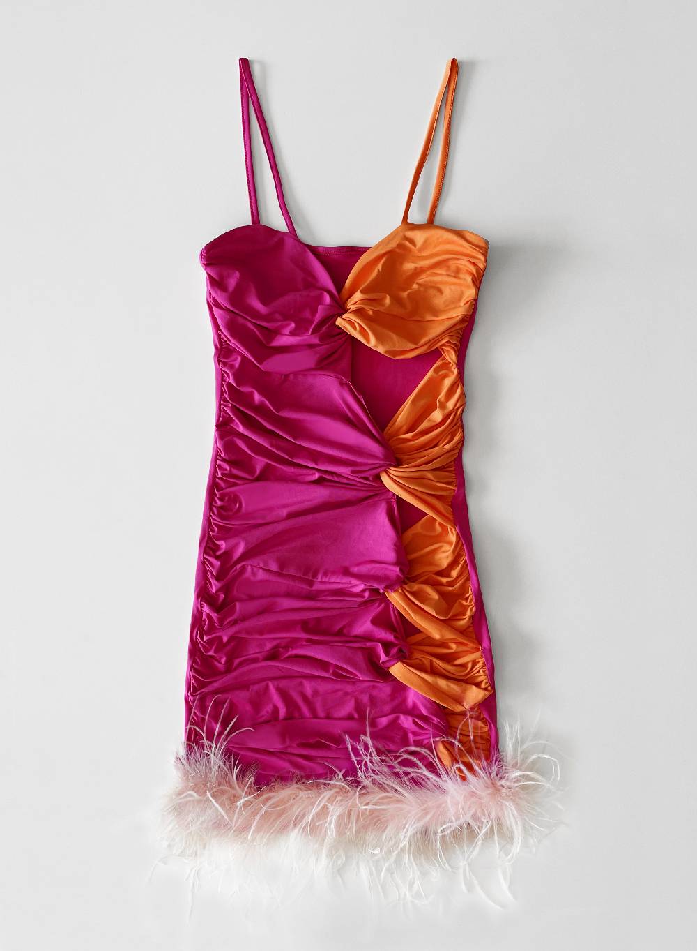 Le Volière BETHANY Vestito elasticizzato fucsia e arancione con fori Affare Del Giorno