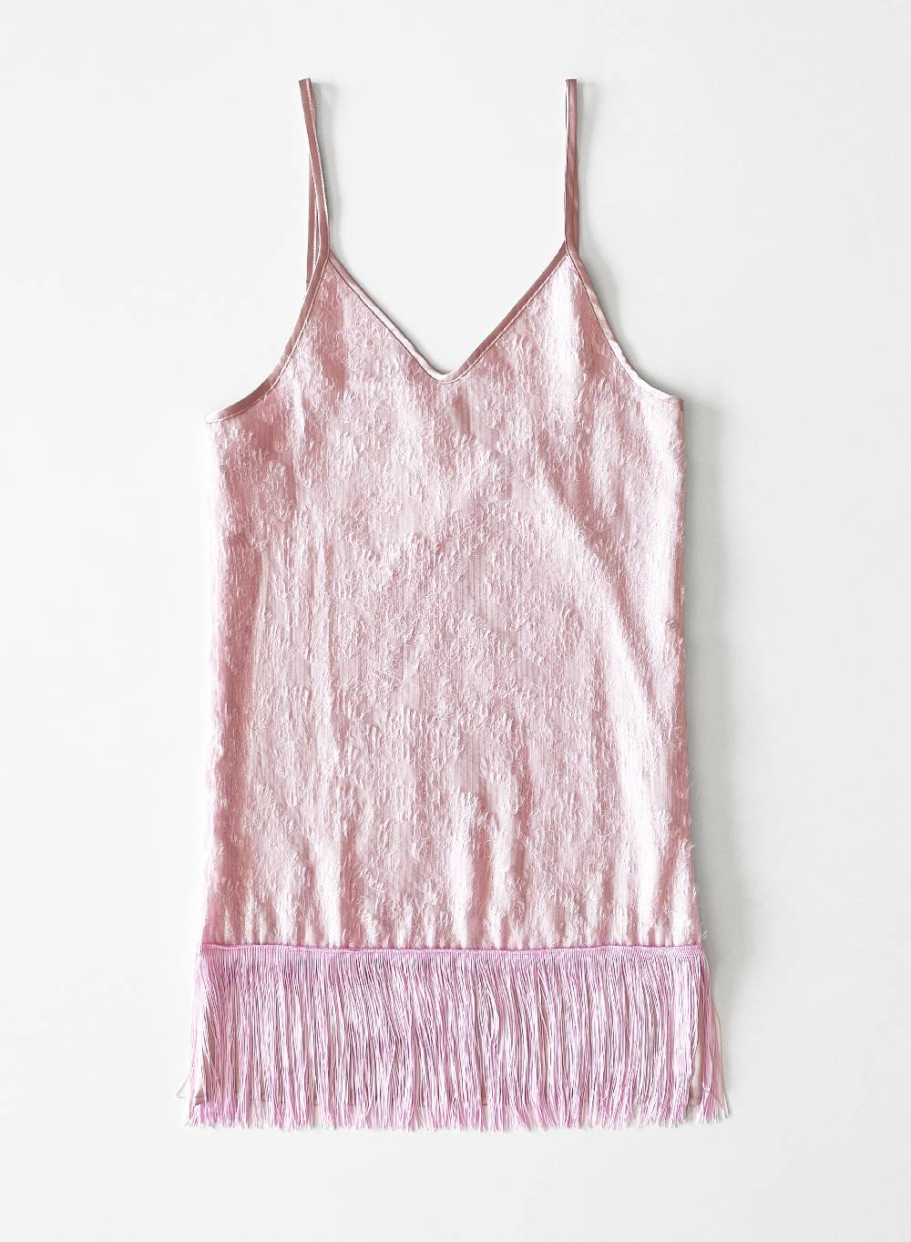Le Volière MADISON Vestito rosa di paillettes con frange Sottocosto