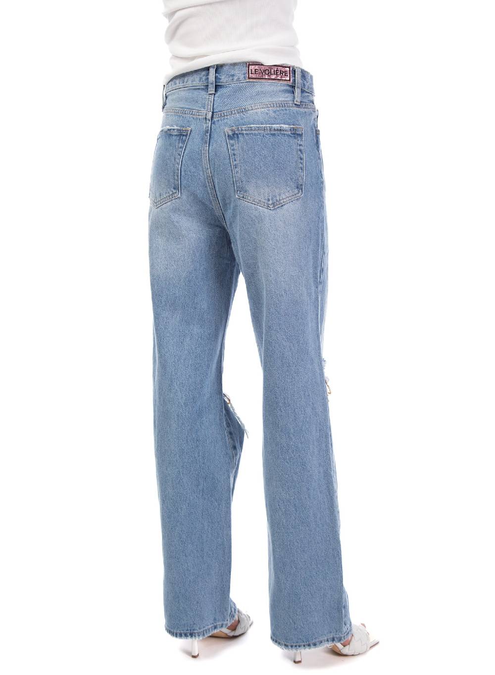 Le Volière Pantalone in denim con catene Negozio