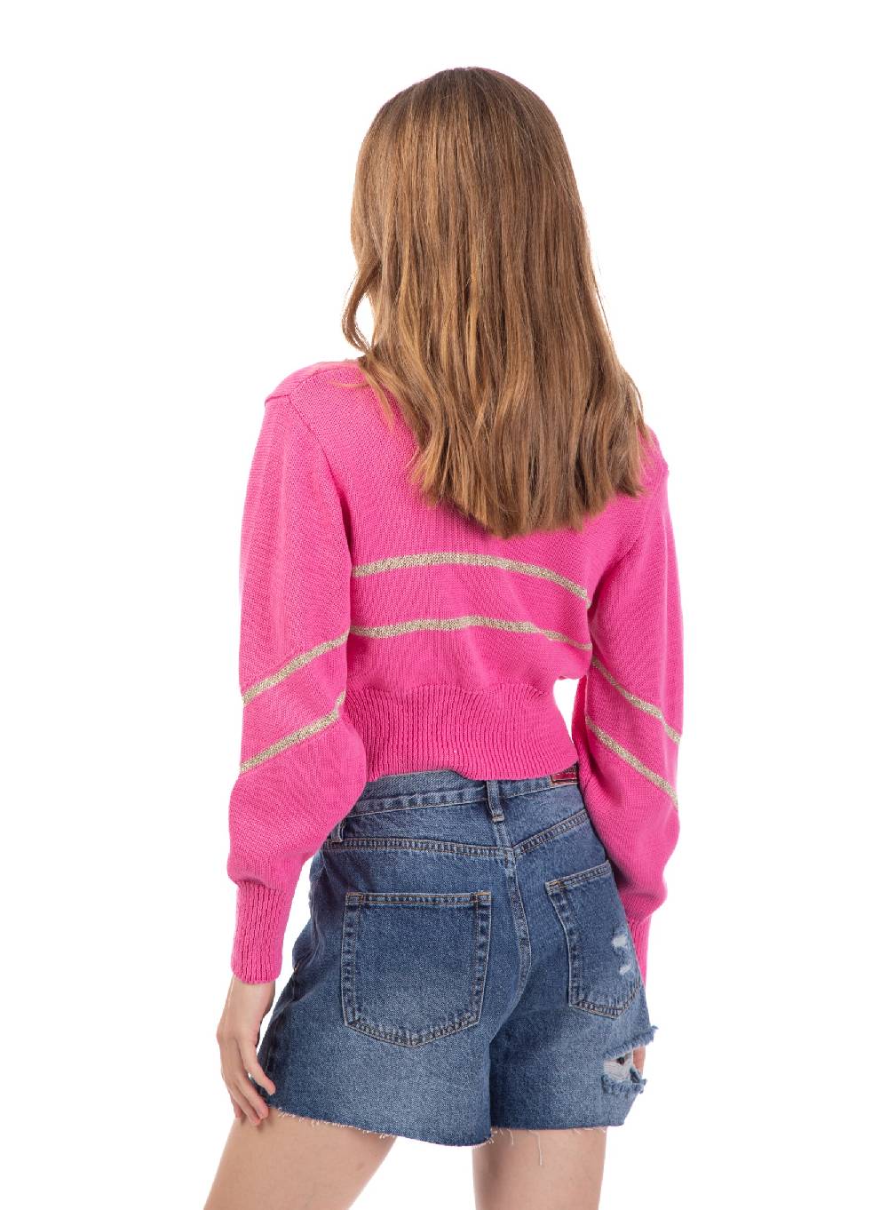 Le Volière Cardigan di cotone fucsia Super sconto
