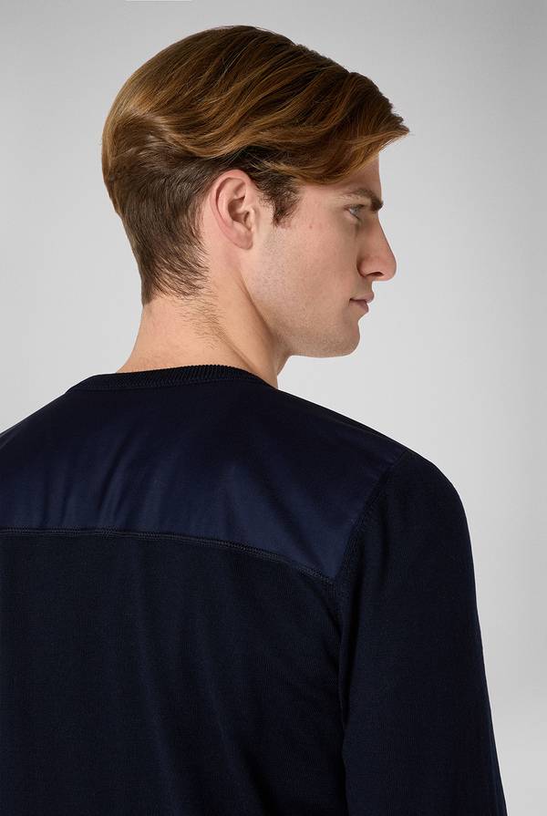 Lab. Pal Zileri Girocollo in lana con dettagli in nylon Qualità Garantita