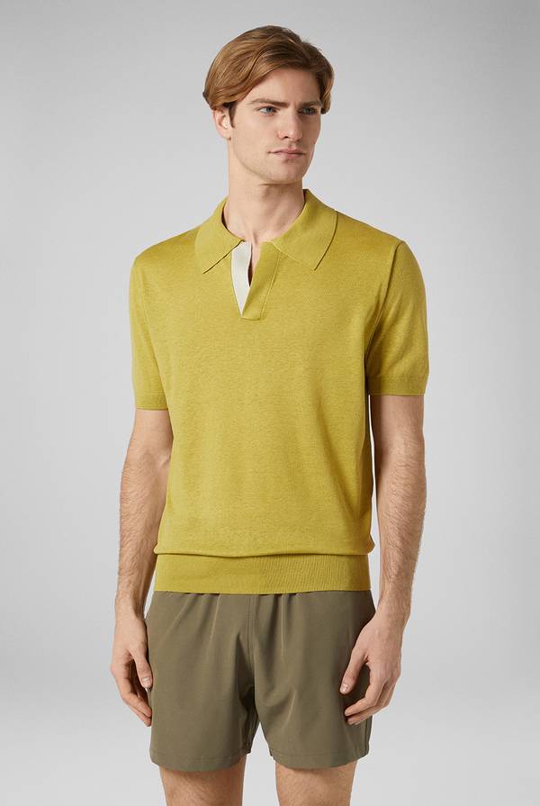 Lab. Pal Zileri Polo in maglia di lino e seta color senape Italy