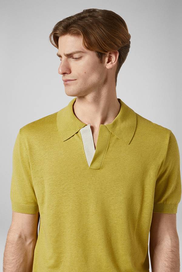 Lab. Pal Zileri Polo in maglia di lino e seta color senape Italy