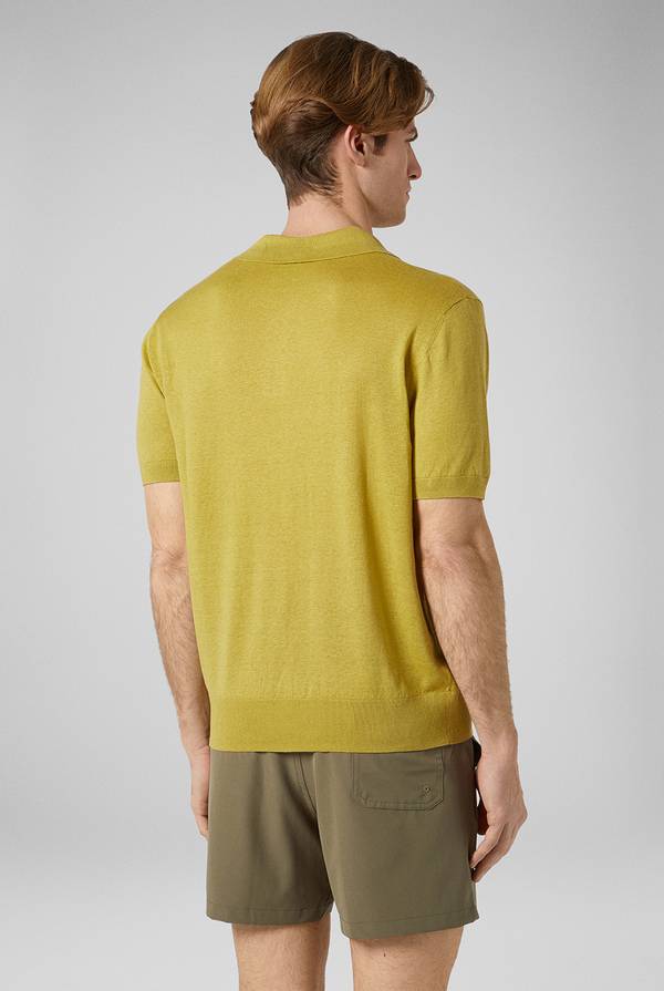 Lab. Pal Zileri Polo in maglia di lino e seta color senape Italy
