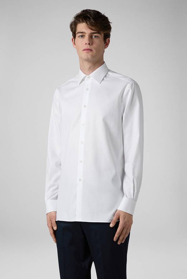 Lab. Pal Zileri Camicia bianca in cotone con micro struttura Nuovo