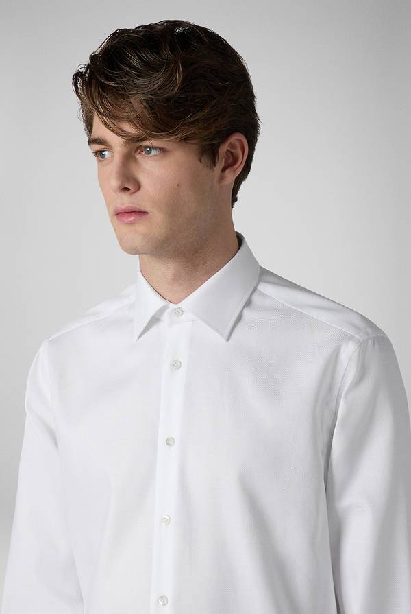 Lab. Pal Zileri Camicia bianca in cotone con micro struttura Nuovo