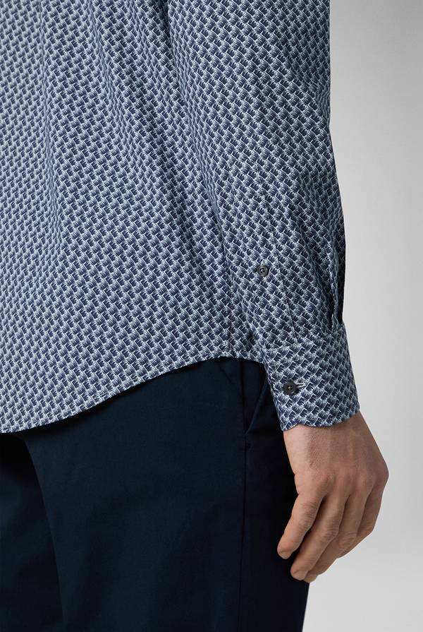 Lab. Pal Zileri Camicia in cotone stampato nei toni del blu Qualità