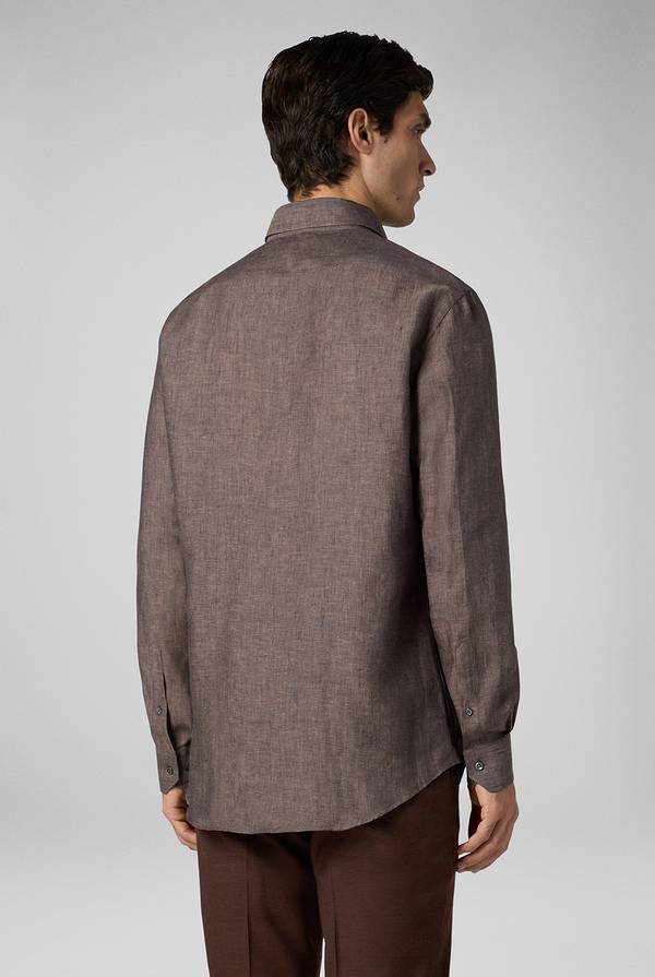 Lab. Pal Zileri Camicia in lino marrone Pezzi Unici