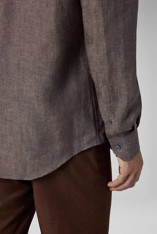 Lab. Pal Zileri Camicia in lino marrone Pezzi Unici