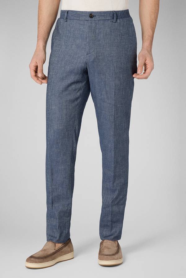 Lab. Pal Zileri Pantalone in lino e cotone stretch Consegna Veloce
