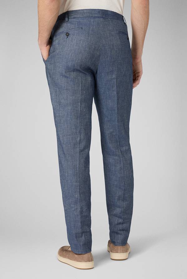 Lab. Pal Zileri Pantalone in lino e cotone stretch Consegna Veloce