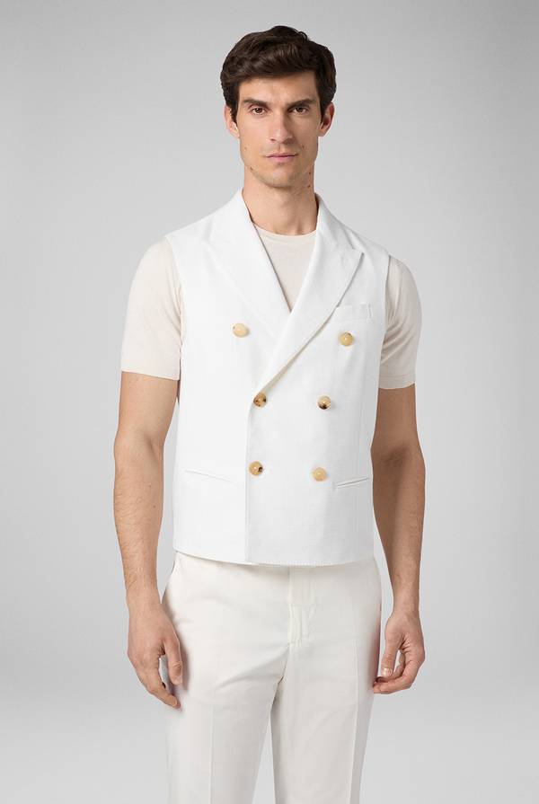 Lab. Pal Zileri Gilet doppiopetto bianco con macro bottoni Italia