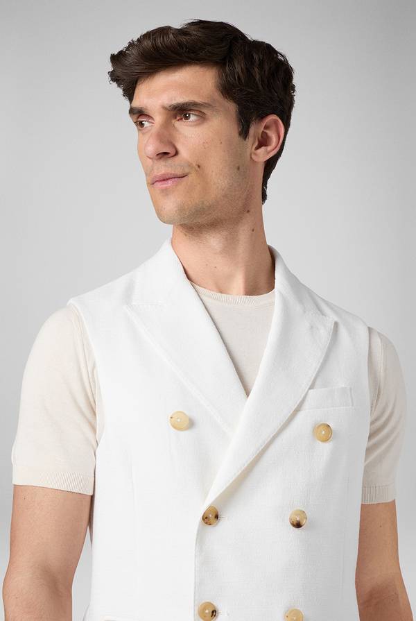 Lab. Pal Zileri Gilet doppiopetto bianco con macro bottoni Italia