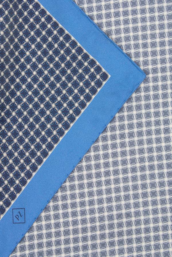 Lab. Pal Zileri Pochette in seta stampata con piping a contrasto Promozione Limitata