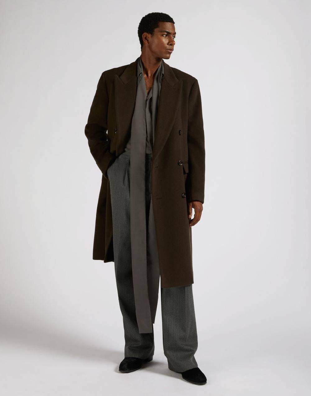 ﻿Lardini Cappotto doppiopetto marrone in lana a 6 bottoni Online
