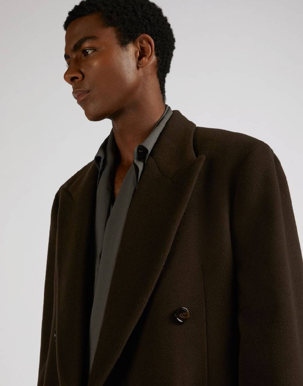 ﻿Lardini Cappotto doppiopetto marrone in lana a 6 bottoni Online