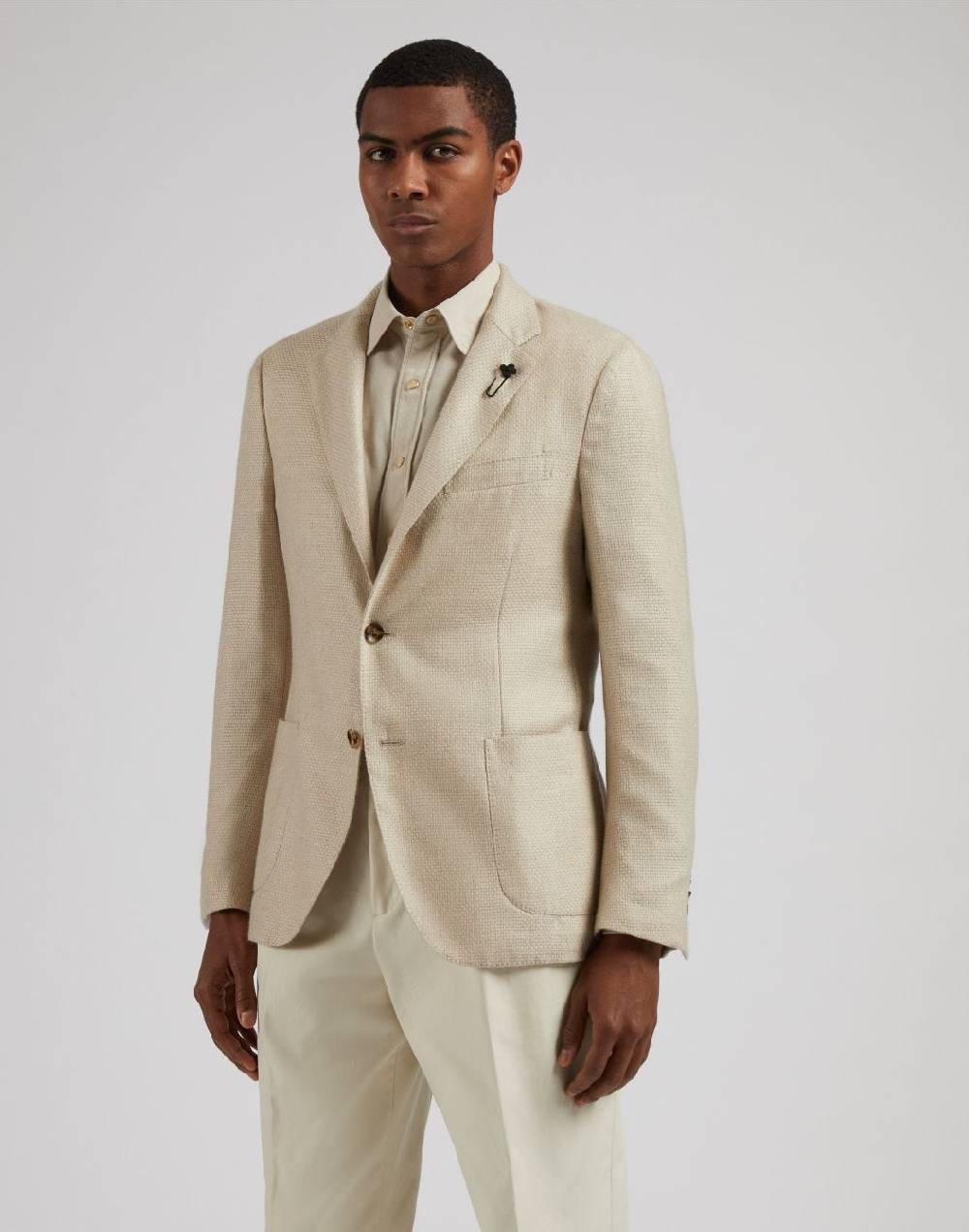 Lardini Giacca special line beige monopetto in cashmere e seta Vendita Calda