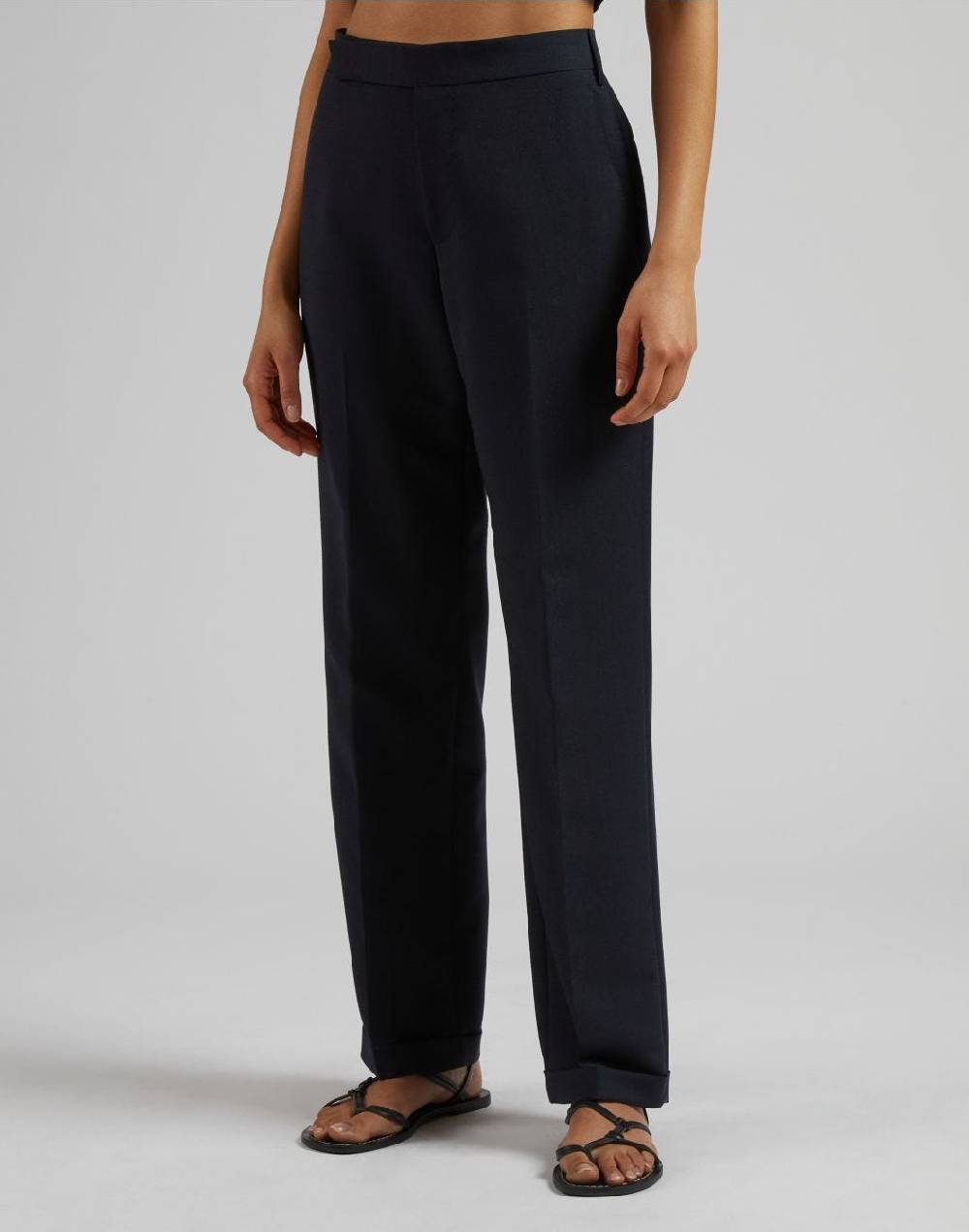Lardini Pantalone blu gamba dritta regolare in tessuto di lana Negozio
