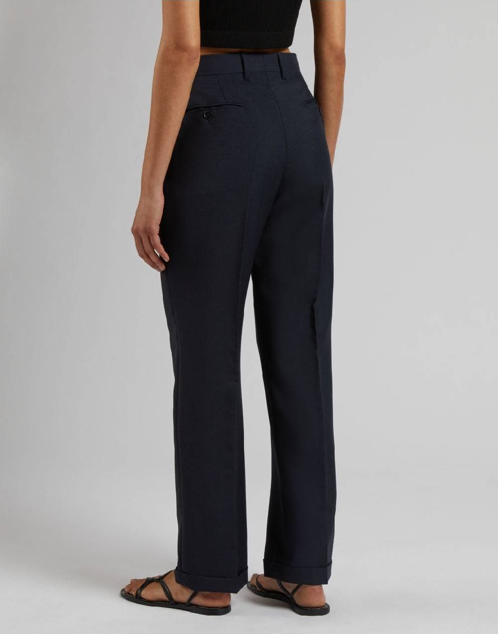 Lardini Pantalone blu gamba dritta regolare in tessuto di lana Negozio