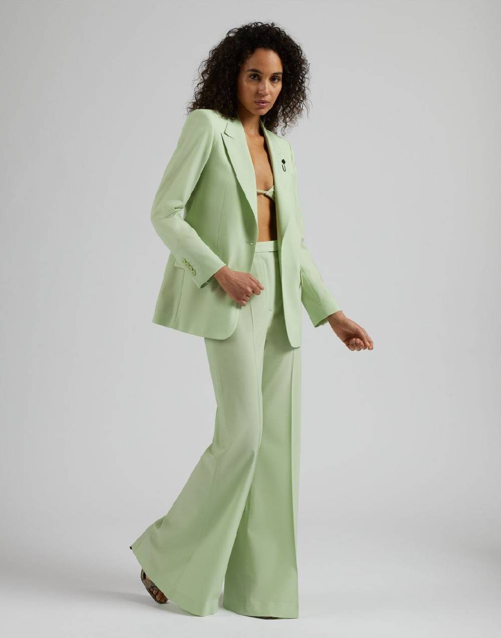 Lardini Pantalone verde a vita alta con fondo a zampa Nuova