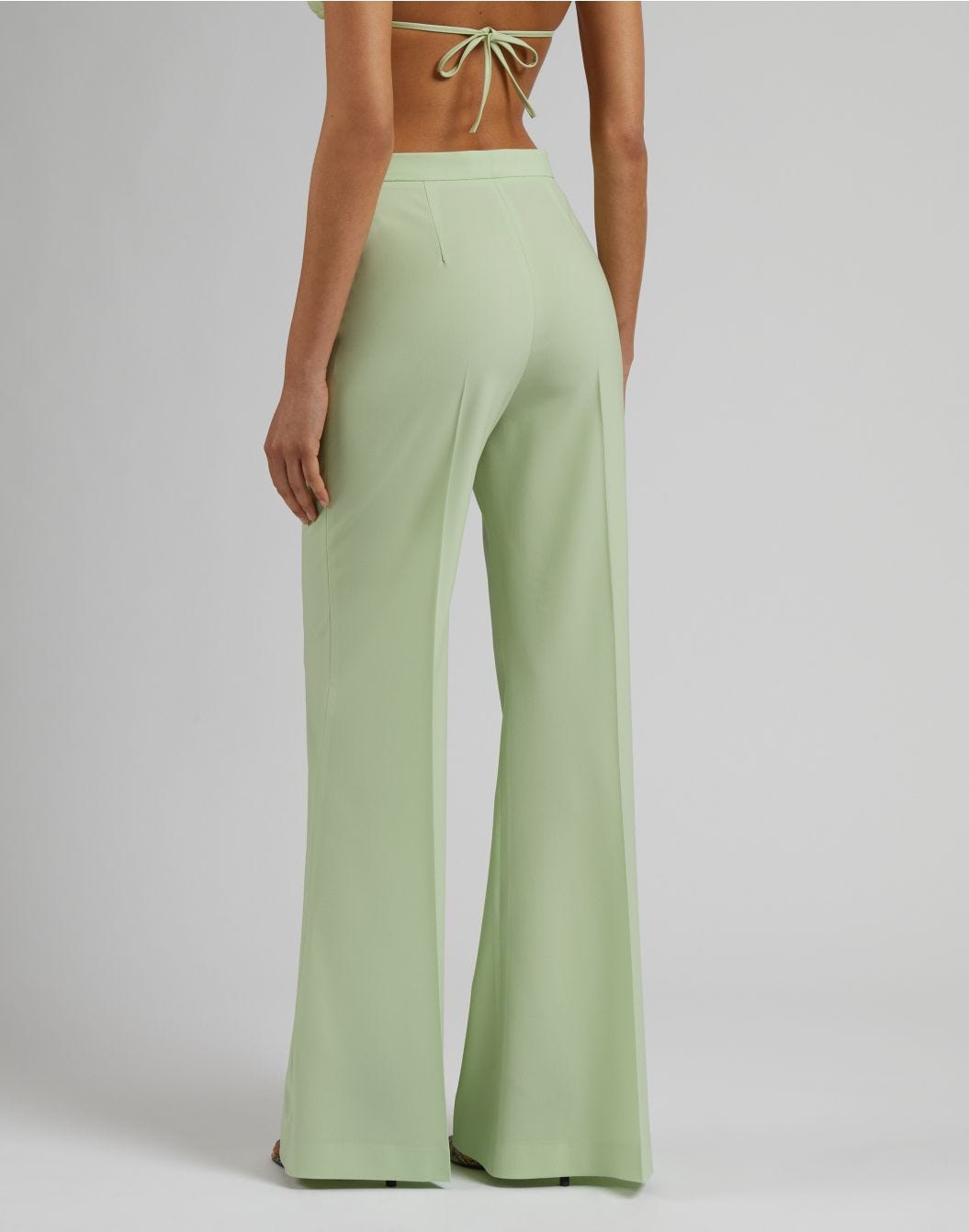 Lardini Pantalone verde a vita alta con fondo a zampa Nuova