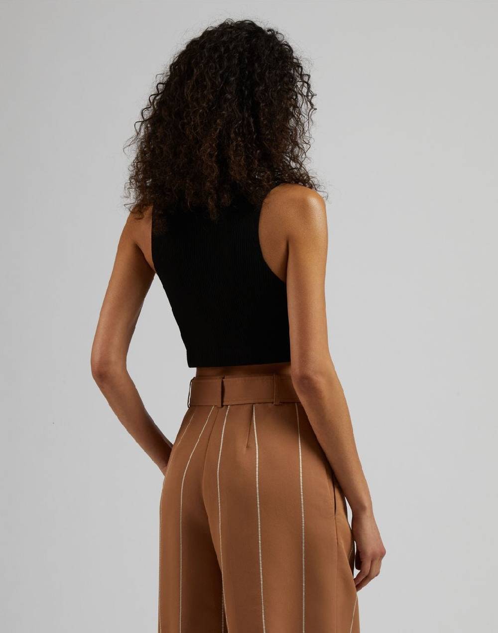 Lardini Top corto in maglia a costina nero in viscosa Negozi Online