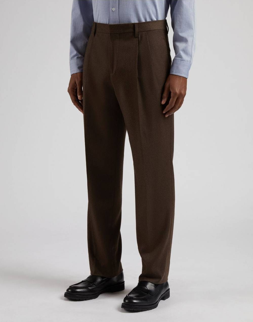 Lardini Pantalone feeling marrone in flanella pettinata 2025