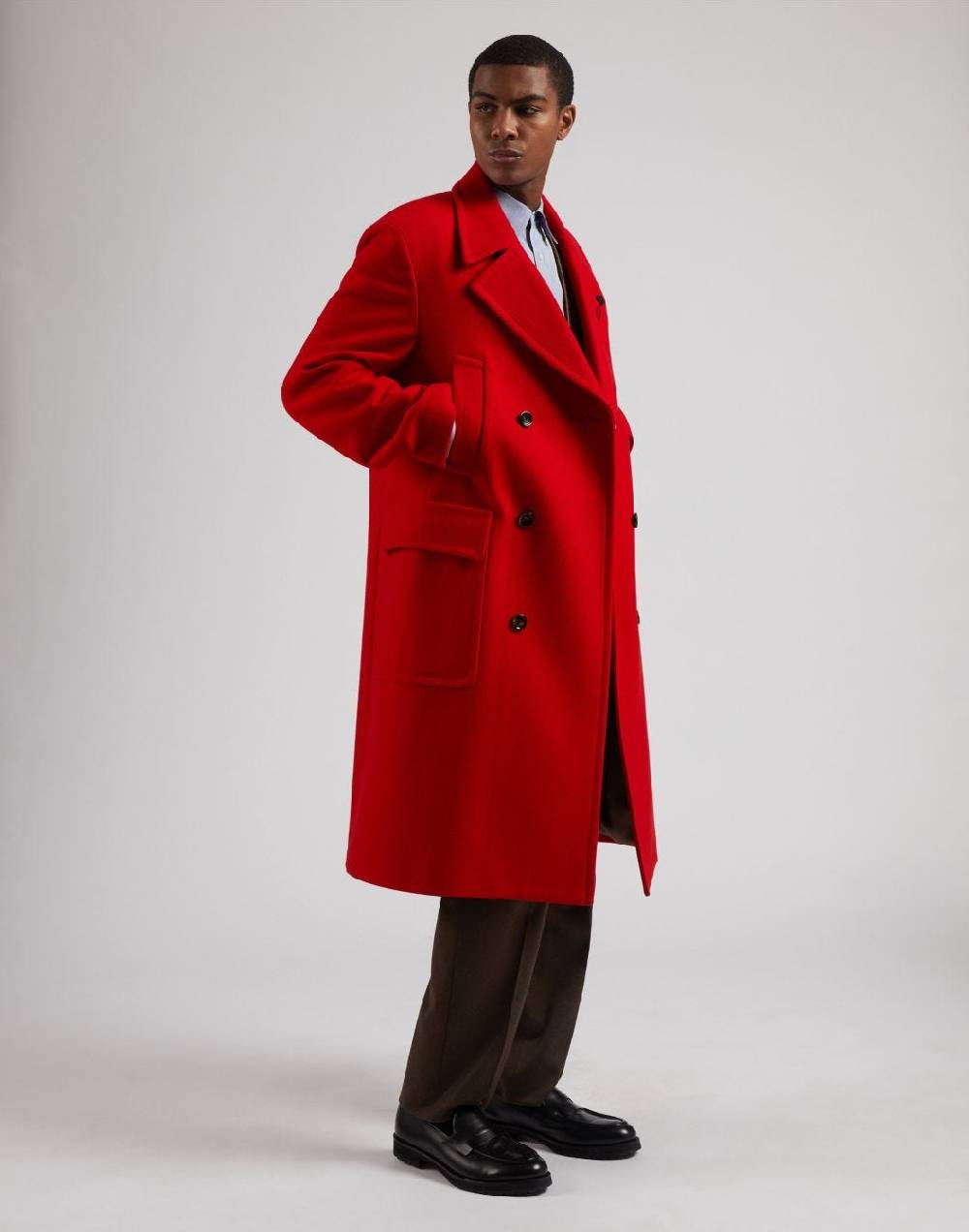 Lardini Pantalone feeling marrone in flanella pettinata 2025