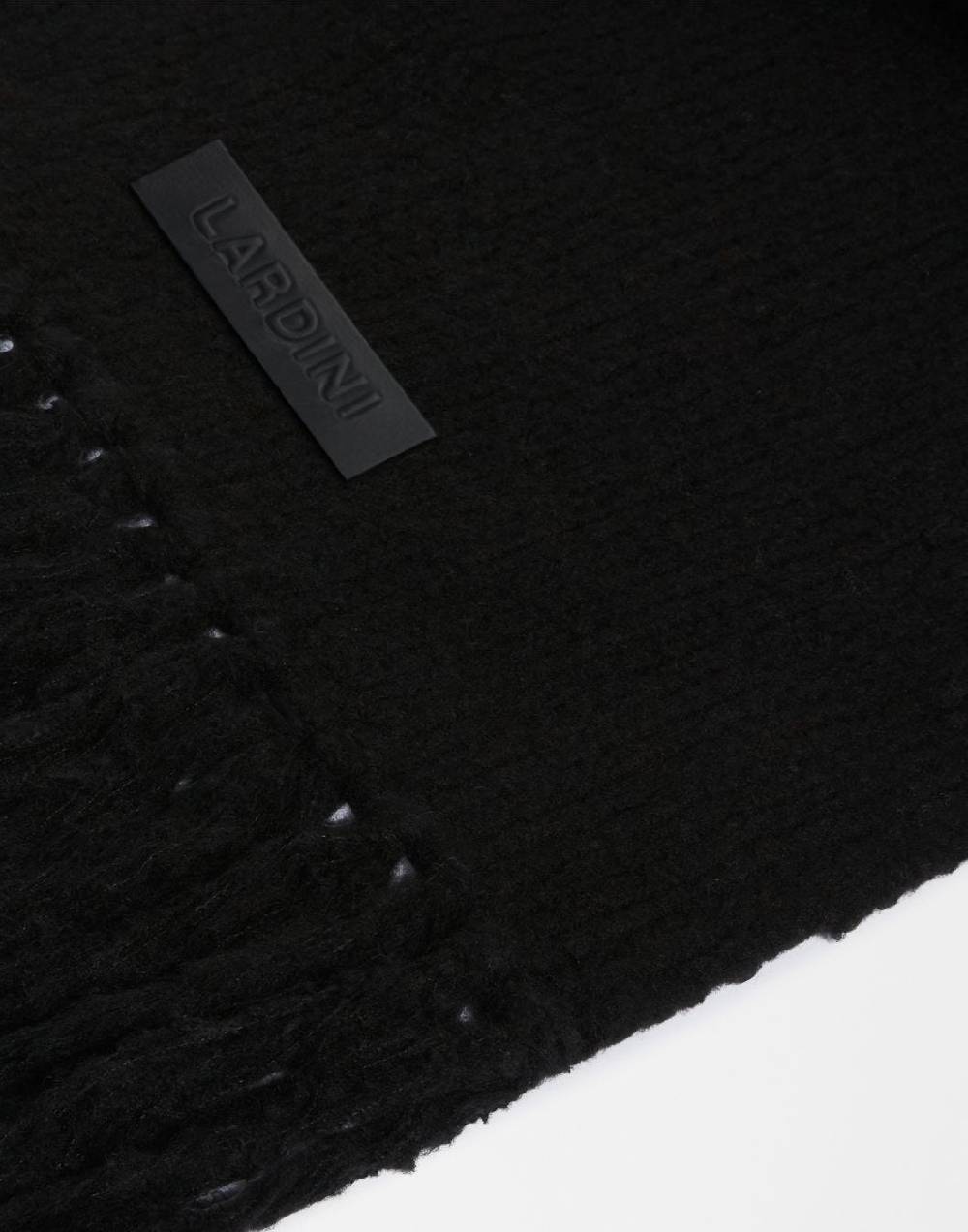 Lardini Sciarpa nera in maglia di lana e cashmere con peneri Prezzo Ridotto