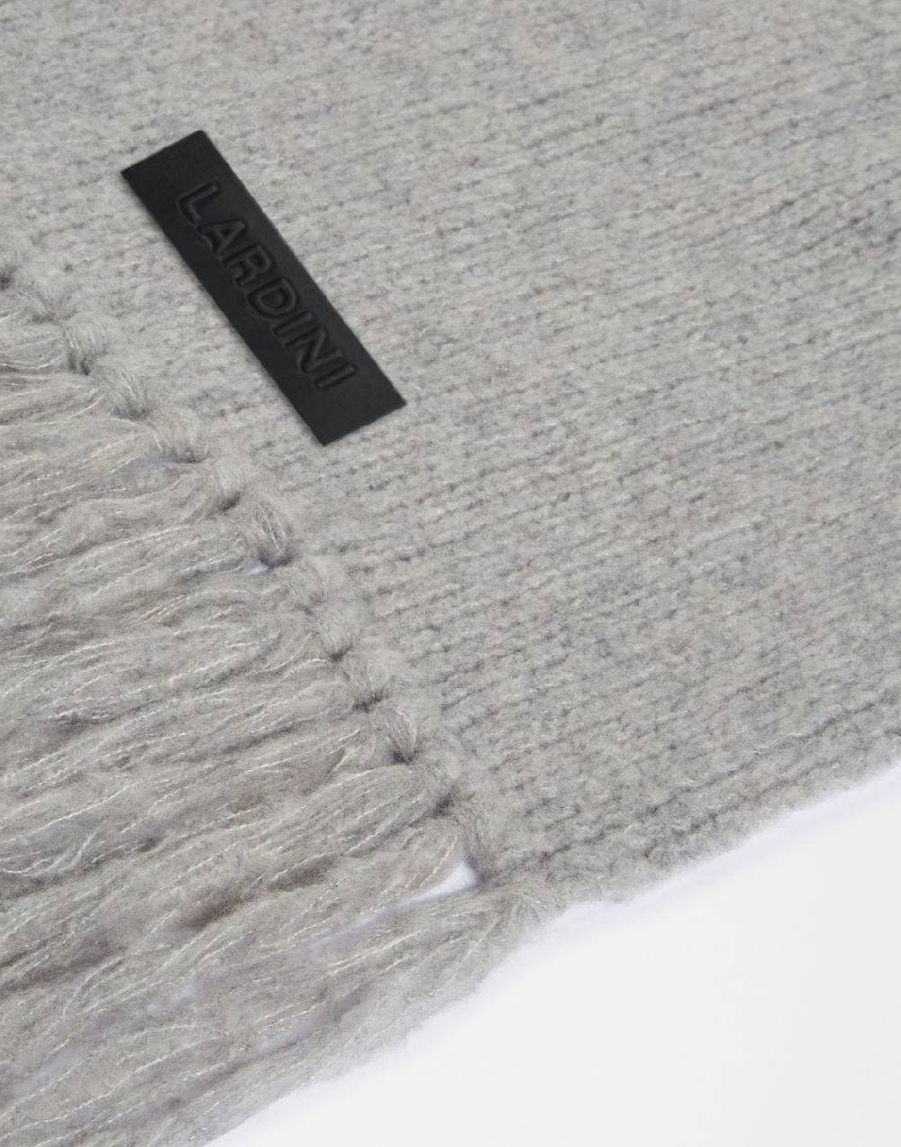 Lardini Sciarpa grigia in maglia di lana e cashmere con peneri Vendita