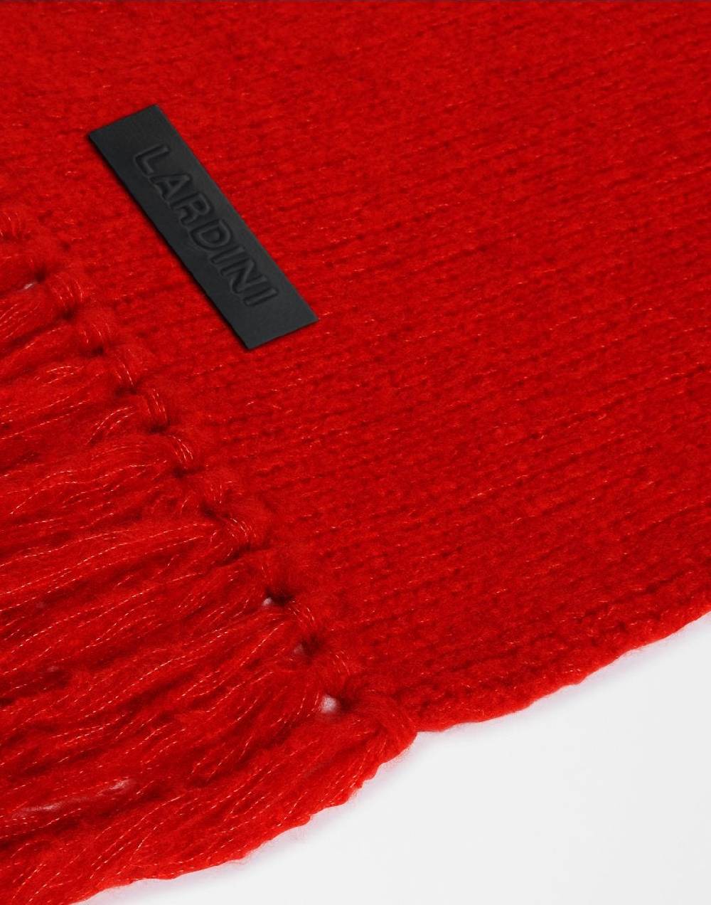 Lardini Sciarpa rossa in maglia di lana e cashmere con peneri Promozione