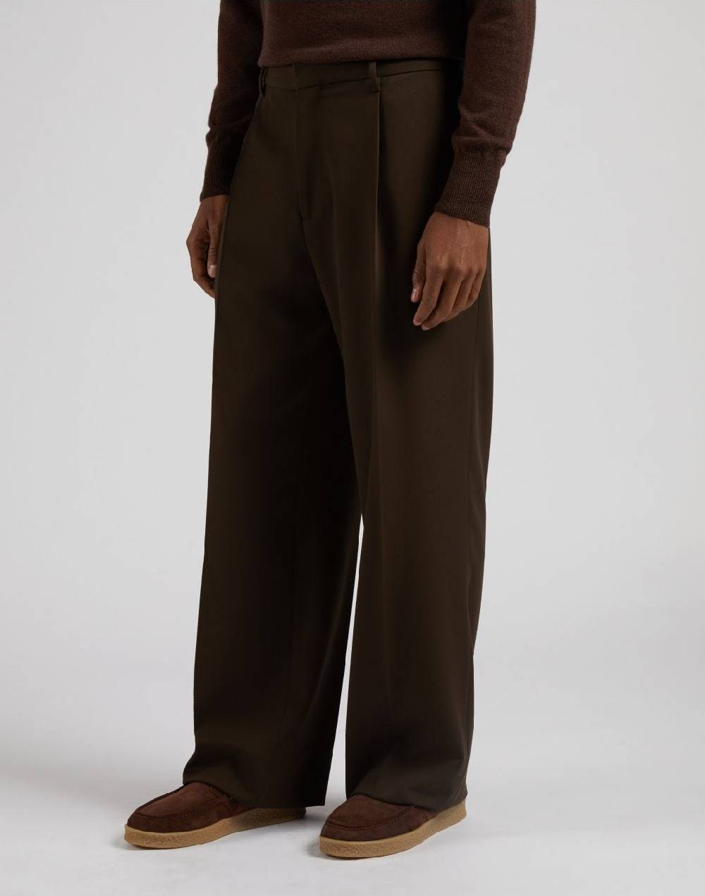 Lardini Pantalone miami marrone in tessuto fluido di pura lana Spedizione Gratuita