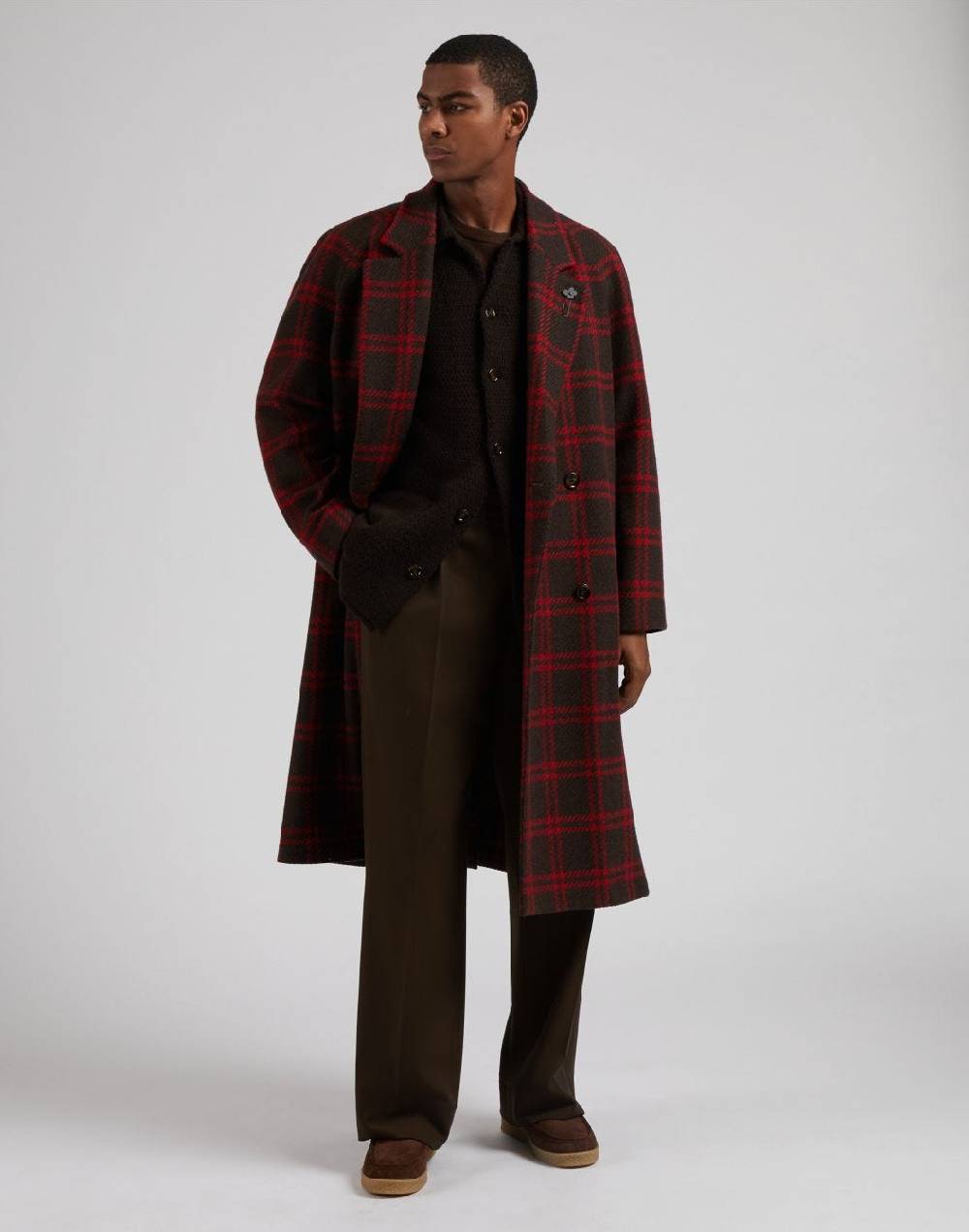 Lardini Pantalone miami marrone in tessuto fluido di pura lana Spedizione Gratuita