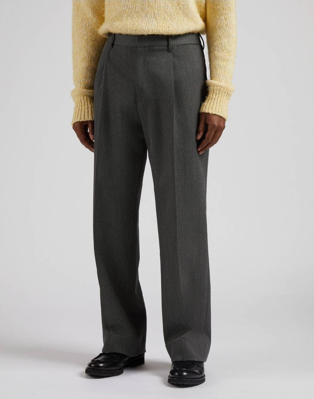 Lardini Pantalone miami in pura lana grigia con diagonale a contrasto Pezzi Unici