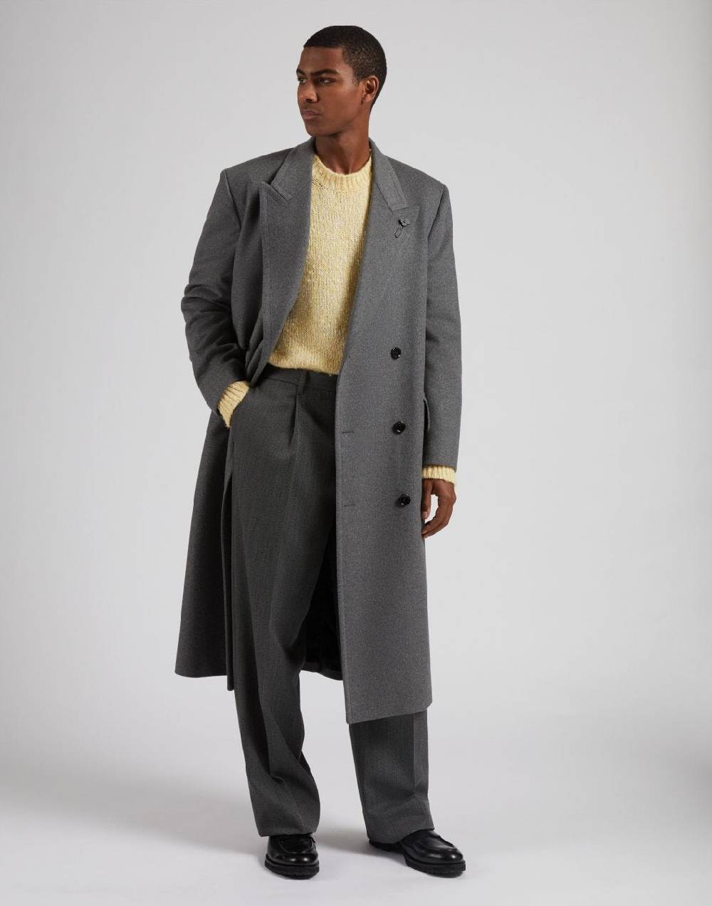 Lardini Pantalone miami in pura lana grigia con diagonale a contrasto Pezzi Unici