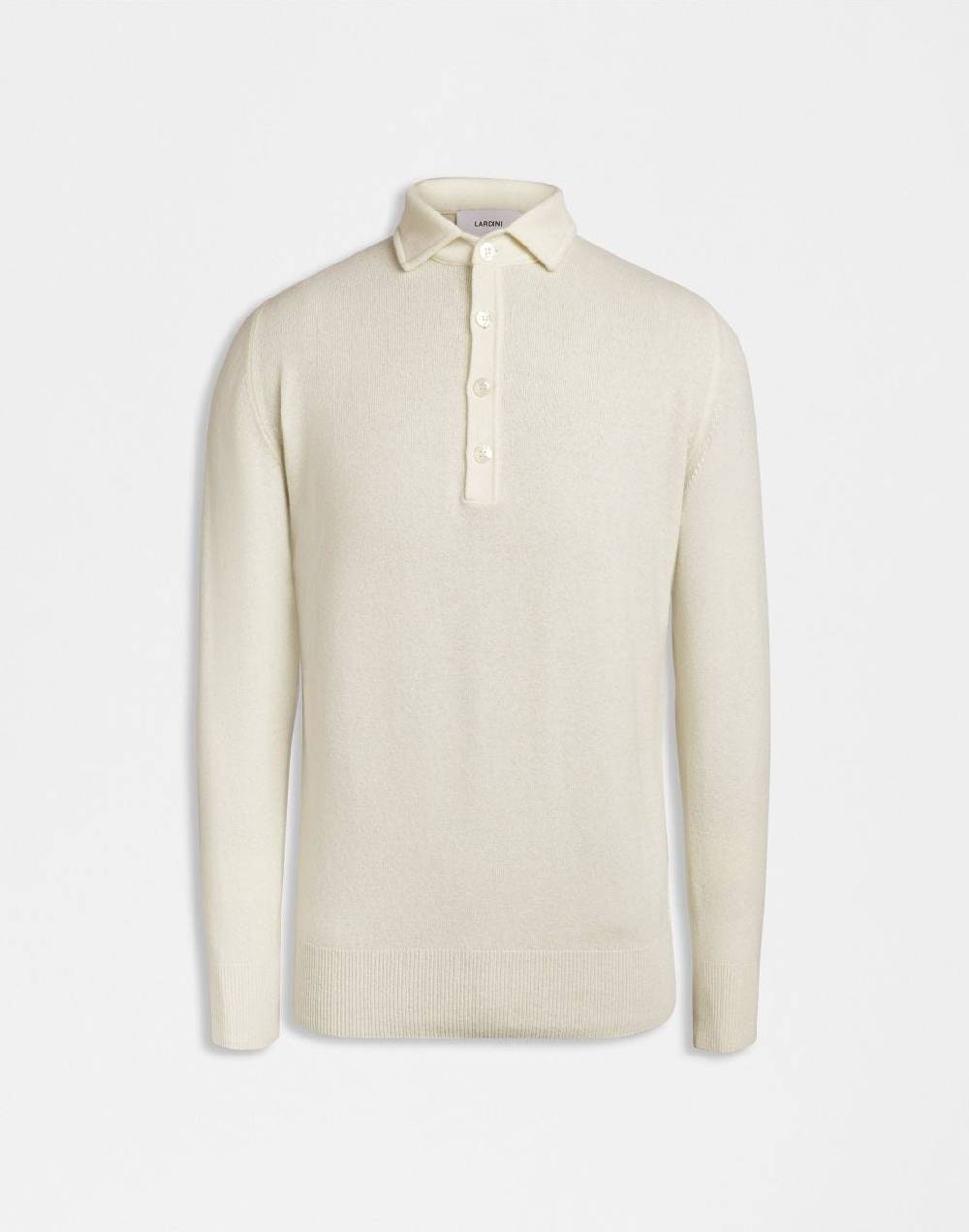 Lardini Polo bianca in 100% puro cashmere cariaggi titolo 2/28