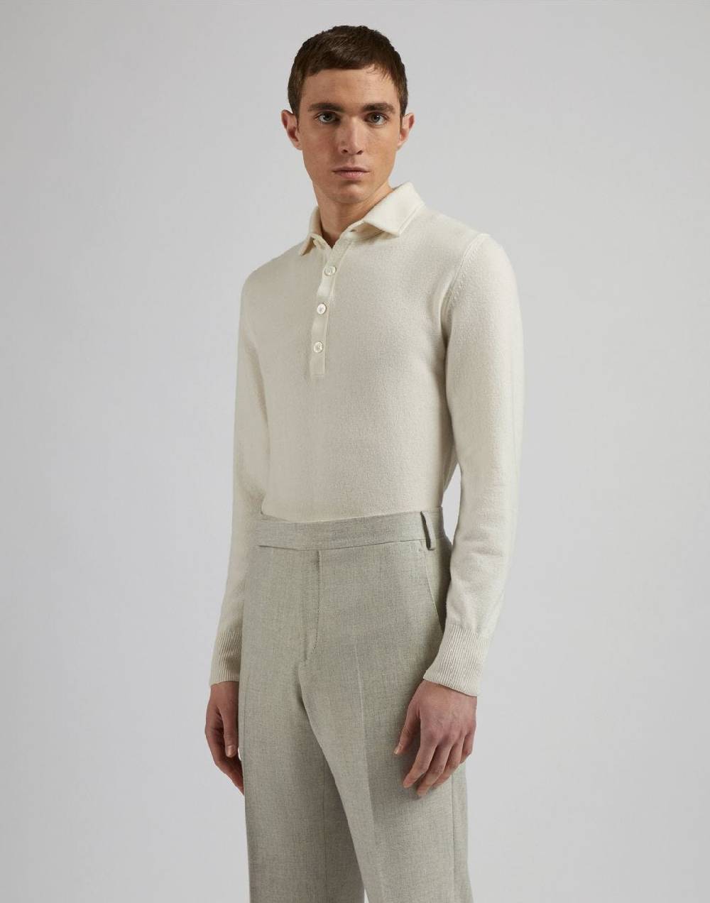 Lardini Polo bianca in 100% puro cashmere cariaggi titolo 2/28 Qualità Garantita