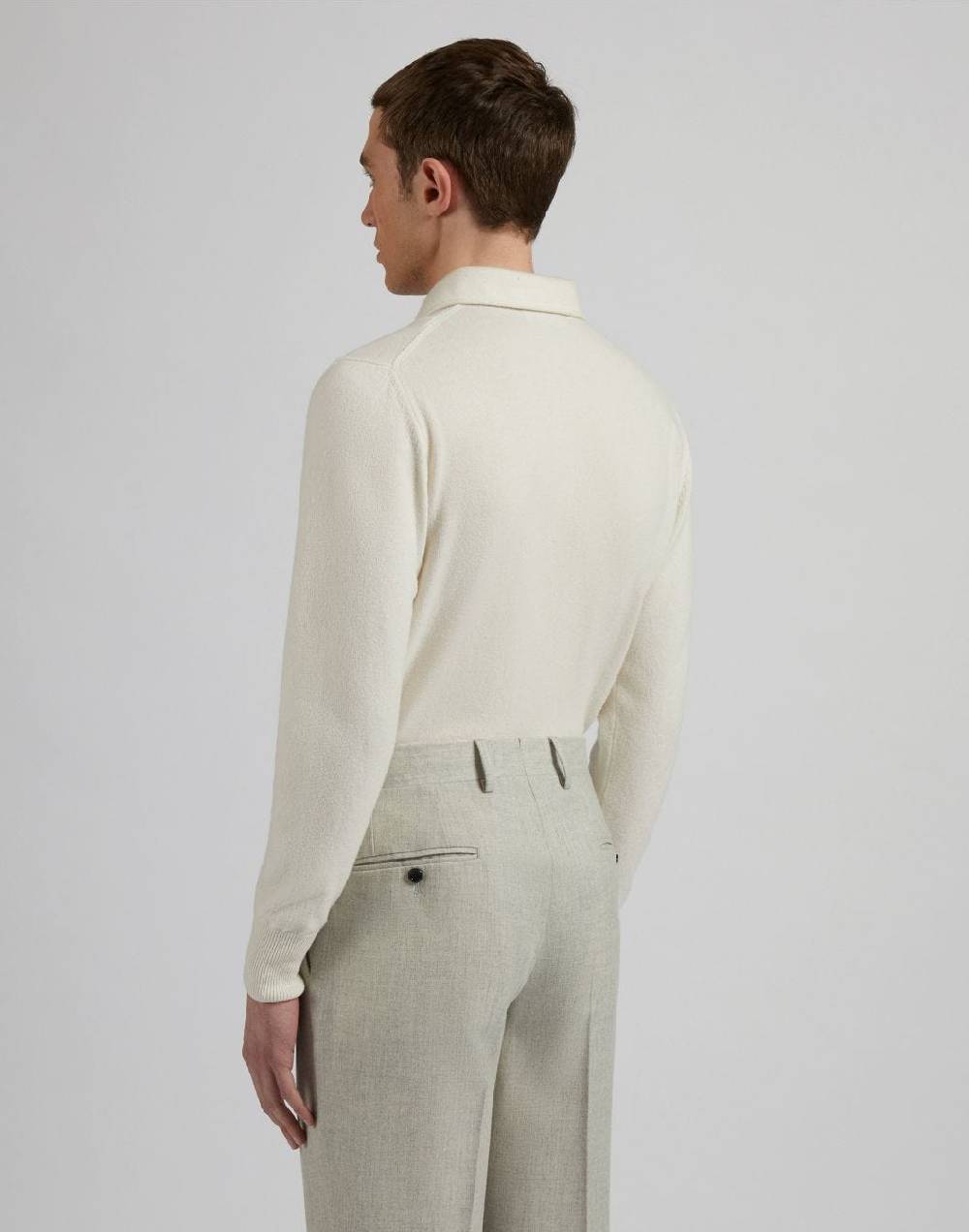 Lardini Polo bianca in 100% puro cashmere cariaggi titolo 2/28 Qualità Garantita