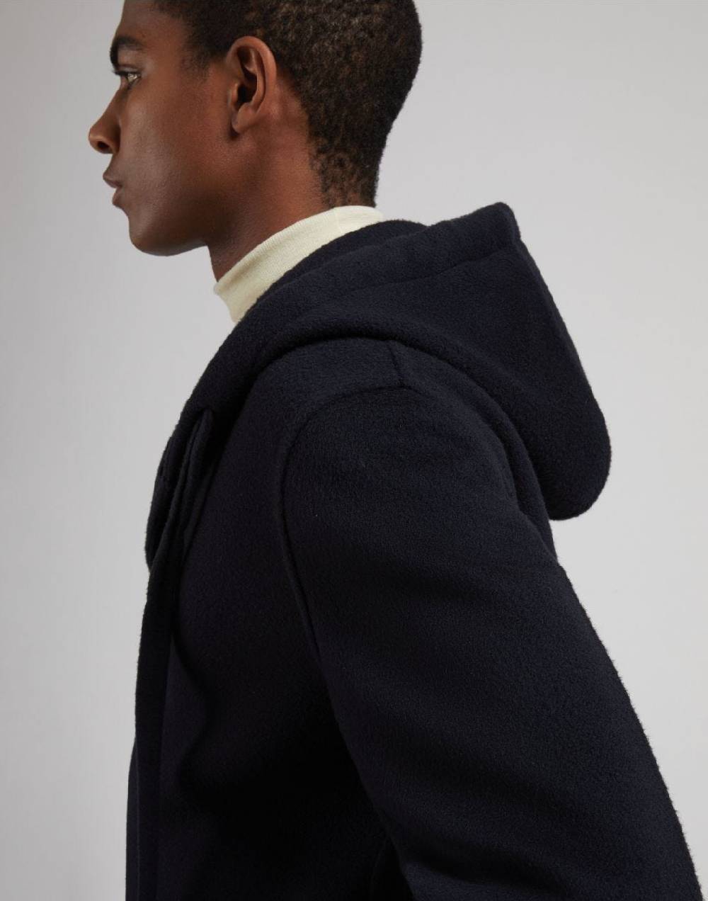 Lardini Cappotto monopetto blu in lana con cappuccio e coulisse Consegna Veloce
