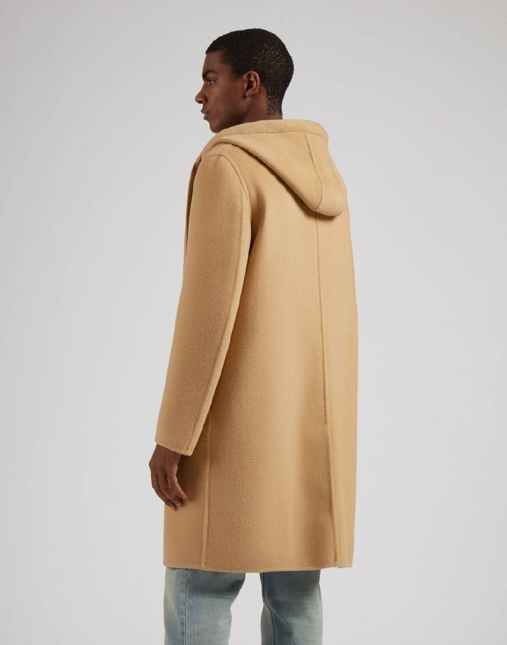 Lardini Cappotto monopetto beige in lana con cappuccio e coulisse Promozione Limitata