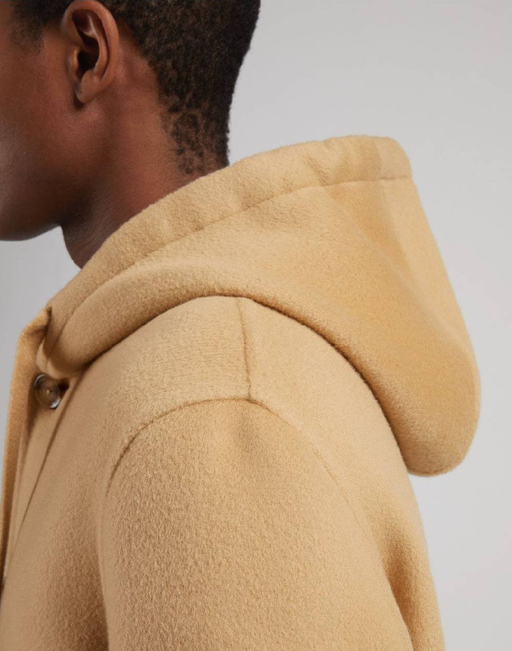 Lardini Cappotto monopetto beige in lana con cappuccio e coulisse Promozione Limitata