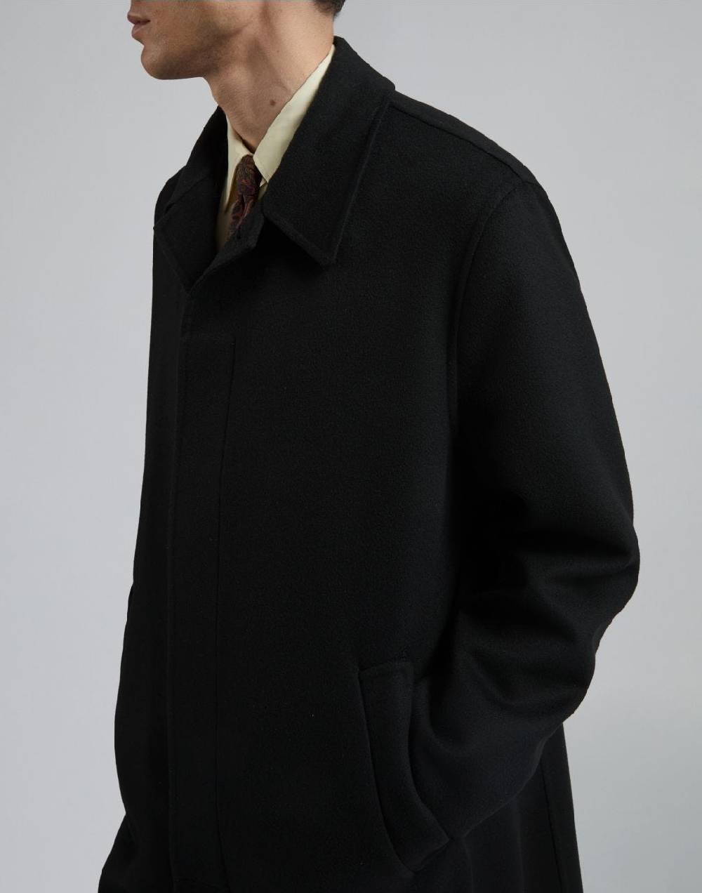 Lardini Cappotto monopetto nero in lana con finta davanti Fino Al -60%