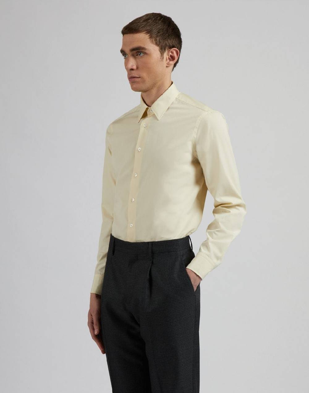 Lardini Camicia gialla in popeline di cotone compact Convenienza