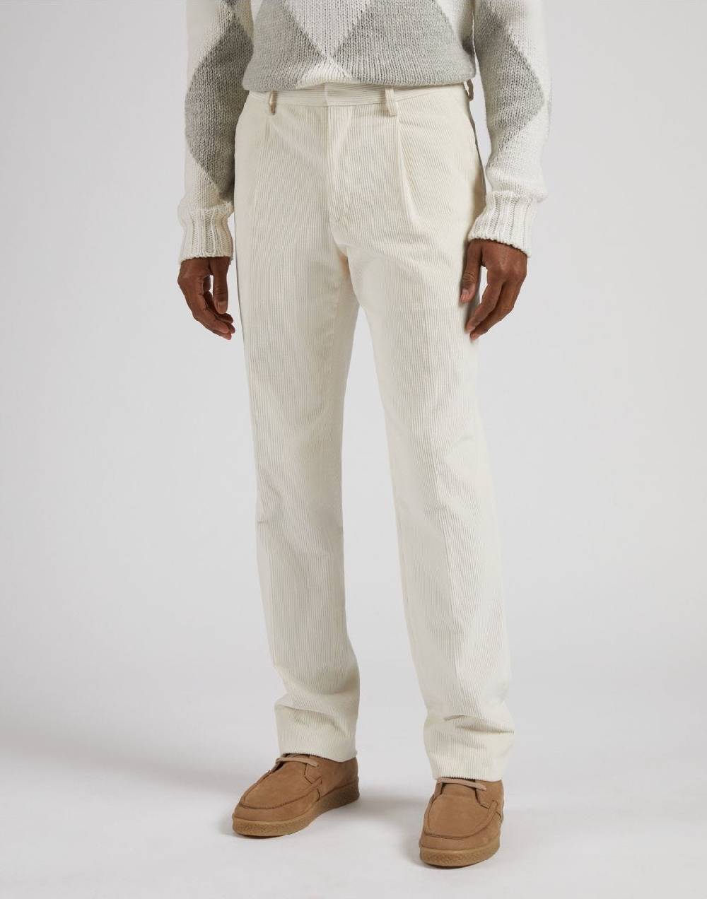 Lardini Pantalone feeling in velluto 500 righe color panna Sconto