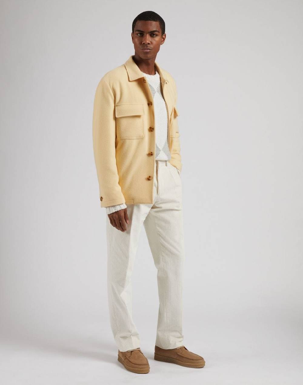 Lardini Pantalone feeling in velluto 500 righe color panna Sconto