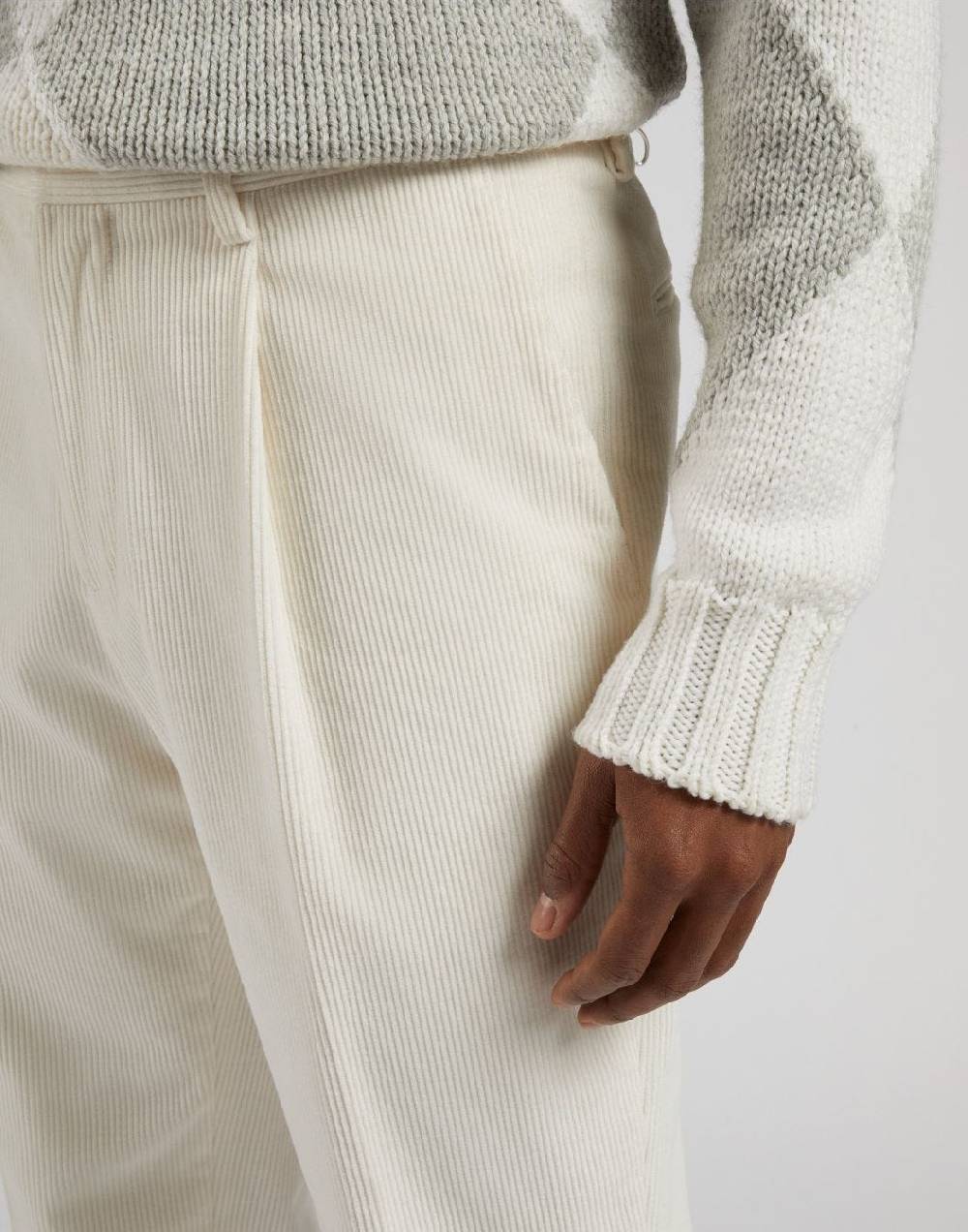 Lardini Pantalone feeling in velluto 500 righe color panna Sconto