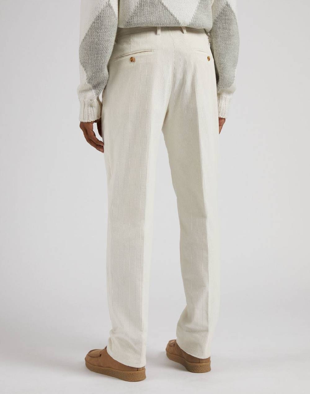 Lardini Pantalone feeling in velluto 500 righe color panna Sconto