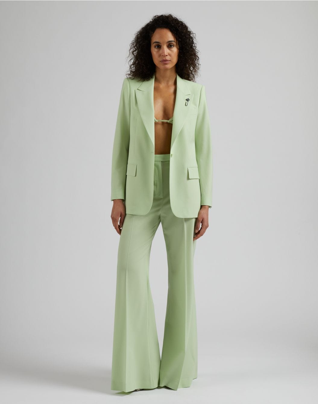 Lardini Giacca monopetto foderata in tessuto di lana stretch verde Saldi Di Fabbrica