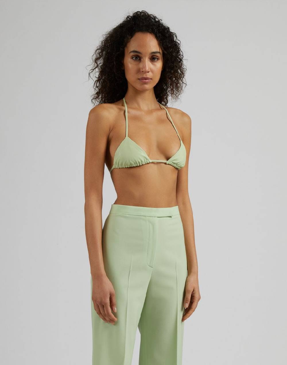 Lardini Bralette in eco-pelle verde pastello con laccetti Vendite Flash