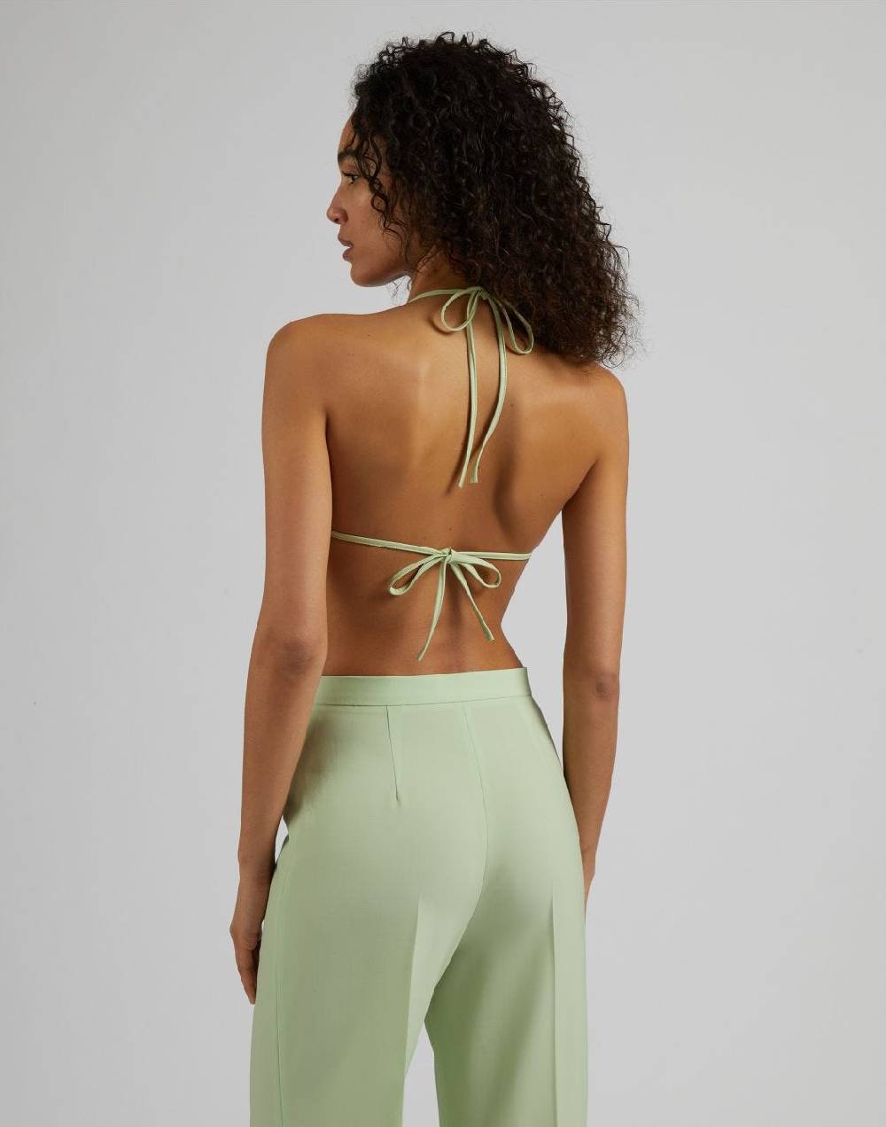 Lardini Bralette in eco-pelle verde pastello con laccetti Vendite Flash